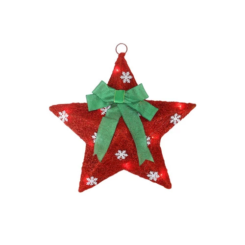 Northlight 17" Pre-Lit Green And Red Hanging Christmas Star Window Decor With Bow 3 Northlight 17" Pre-Lit Green And Red Hanging Christmas Star Window Decor With Bow