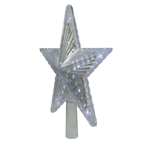 9.5" Lighted Clear Twinkling 5-Point Star Christmas Tree Topper - Clear White LED Lights 4 9.5" Lighted Clear Twinkling 5-Point Star Christmas Tree Topper - Clear White LED Lights - Image 2