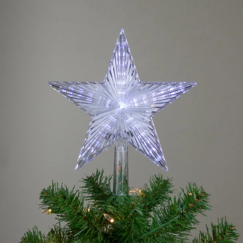 9.5" Lighted Clear Twinkling 5-Point Star Christmas Tree Topper - Clear White LED Lights 6 9.5" Lighted Clear Twinkling 5-Point Star Christmas Tree Topper - Clear White LED Lights - Image 4