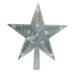 9.5" Lighted Clear Twinkling 5-Point Star Christmas Tree Topper - Clear White LED Lights
