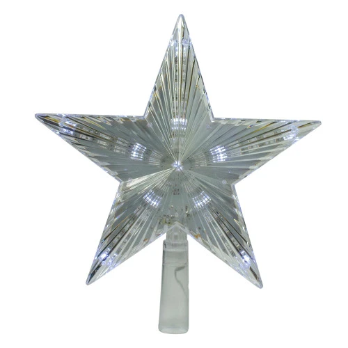 9.5" Lighted Clear Twinkling 5-Point Star Christmas Tree Topper - Clear White LED Lights 3 9.5" Lighted Clear Twinkling 5-Point Star Christmas Tree Topper - Clear White LED Lights