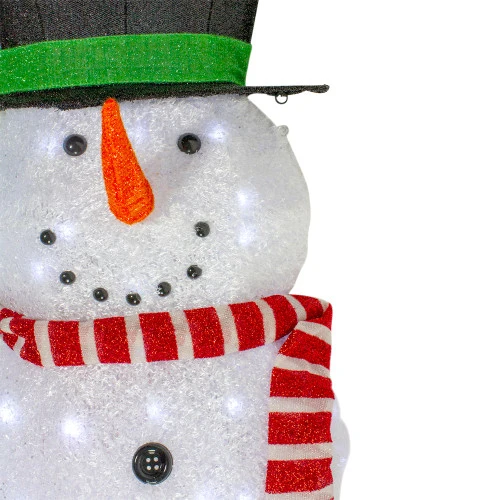 74" White LED Lighted Fluffy Glitter Snowman With Present Outdoor Christmas Figurine 4 74" White LED Lighted Fluffy Glitter Snowman With Present Outdoor Christmas Figurine - Image 2