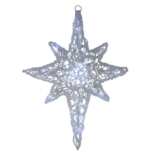 24" White LED Lighted Twinkle Hanging Star Of Bethlehem Christmas Decoration 4 24" White LED Lighted Twinkle Hanging Star Of Bethlehem Christmas Decoration - Image 2