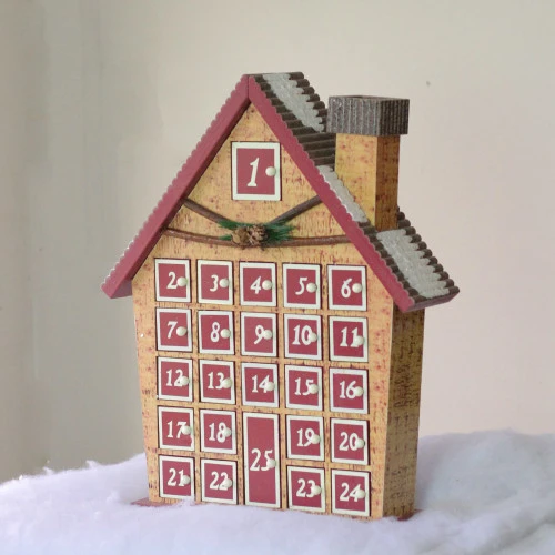 Northlight 15" Burgundy Advent Calendar House Tabletop Christmas Decoration 5 Northlight 15" Burgundy Advent Calendar House Tabletop Christmas Decoration - Image 3