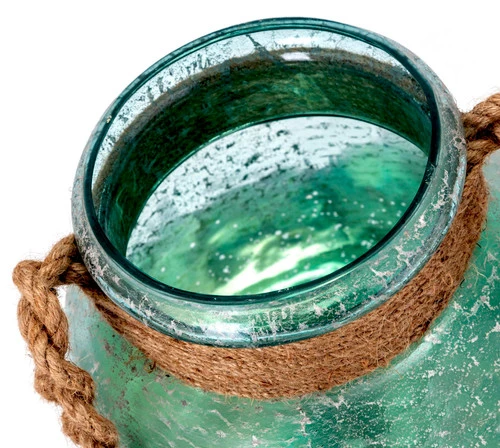 Set Of 2 Silver Mercury Glass Candle Lanterns With Braided Rope Handles 11.5" 5 Set Of 2 Silver Mercury Glass Candle Lanterns With Braided Rope Handles 11.5" - Image 3