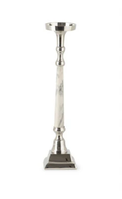 Set Of 3 White And Silver Colored Marble Texture Candle Holders 19" -Christmas Decoration Store imax 23534 3 5 57573.1588351062