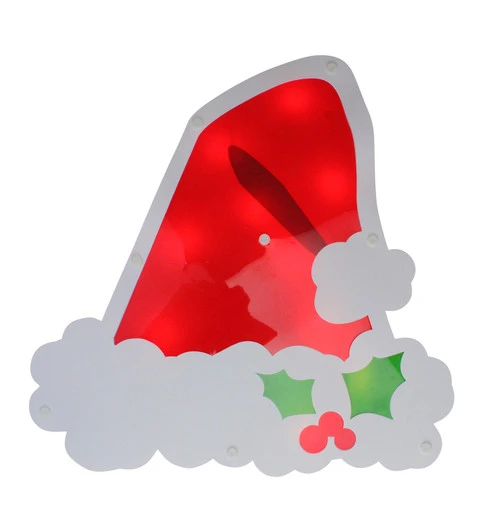 Christmas Central 12.5" Lighted White And Red Santa Hat Christmas Window Silhouette Decoration 3 Christmas Central 12.5" Lighted White And Red Santa Hat Christmas Window Silhouette Decoration
