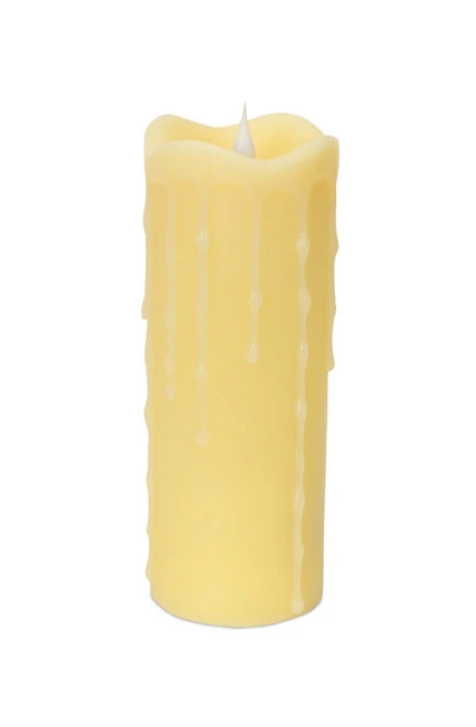 Melrose 7" Ivory LED Dripping Wax Pillar Flameless Candle With Moving Flame 3 Melrose 7" Ivory LED Dripping Wax Pillar Flameless Candle With Moving Flame