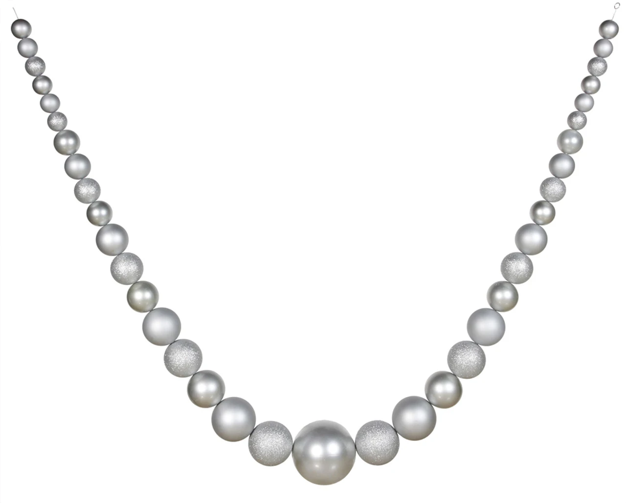 11' Silver Shatterproof Artificial Christmas Ball Garland - Unlit 3 11' Silver Shatterproof Artificial Christmas Ball Garland - Unlit