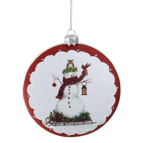 Roman 4" White And Red Snowman On Sled Christmas Ornament 3 Roman 4" White And Red Snowman On Sled Christmas Ornament