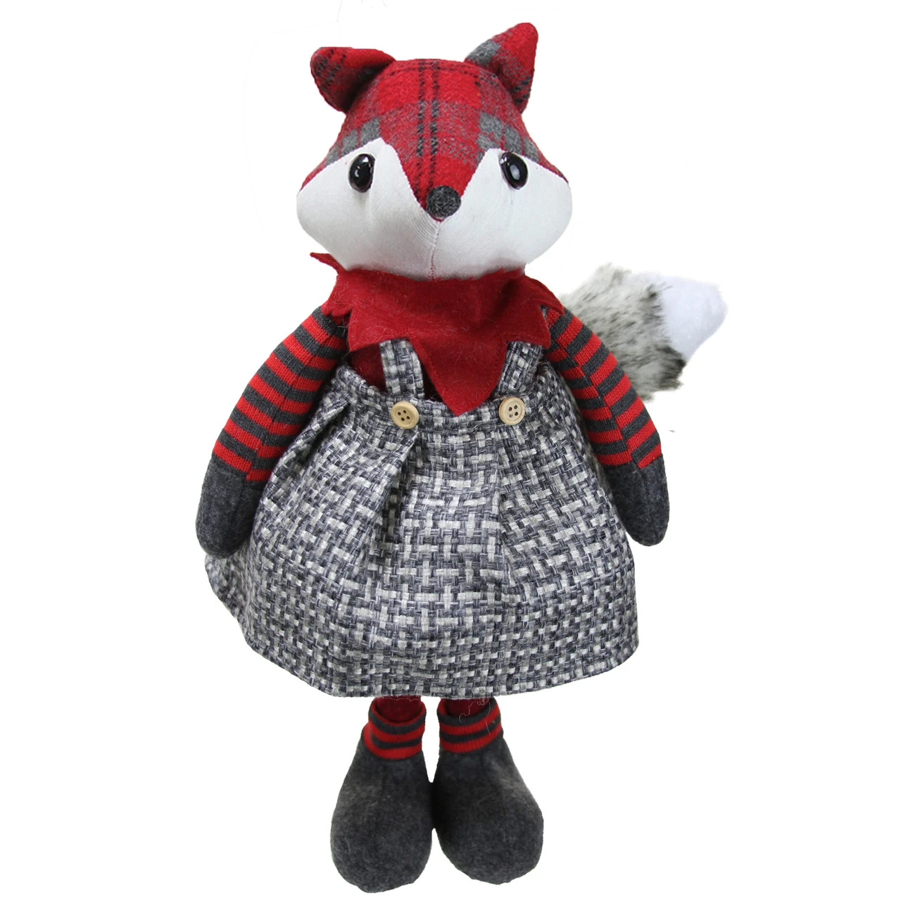 Northlight 16.5" Charming Plaid Country Girl Fox Decorative Christmas Tabletop Figure 3 Northlight 16.5" Charming Plaid Country Girl Fox Decorative Christmas Tabletop Figure