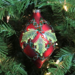 Northlight Red And Green Geometric Plaid Mistletoe Finial Glass Christmas Ornament 4.75" (120mm) -Christmas Decoration Store jkooljsl6cqxbuv7qu7vur64bkbltouf 16035.1588362282