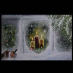 Northlight LED Lighted Snowy Window Pane And Candles Christmas Canvas Wall Art 23.5" X 15.5" -Christmas Decoration Store jmaojudxqosdkq60vkauiiax4uhqei20 66564.1588369275