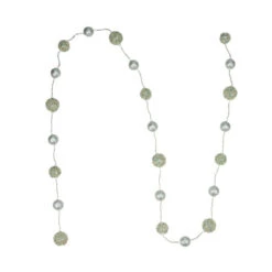 5.75' Silent Luxury Regal Gold, Silver And Teal Green Glitter Beaded Christmas Garland