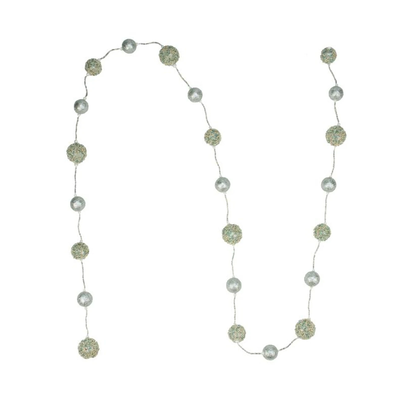 5.75' Silent Luxury Regal Gold, Silver And Teal Green Glitter Beaded Christmas Garland 3 5.75' Silent Luxury Regal Gold, Silver And Teal Green Glitter Beaded Christmas Garland