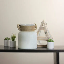 9.5" Antique White And Brown Mercury Glass Hurricane Lantern With Rope -Christmas Decoration Store jwwyssndwwwyvyj39rrfmdxsbbiwlaoz 91047.1588397632