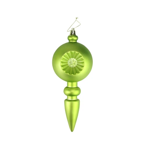 4ct Matte Green Kiwi Retro Reflector Shatterproof Christmas Finial Ornaments 7.5" 3 4ct Matte Green Kiwi Retro Reflector Shatterproof Christmas Finial Ornaments 7.5"