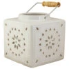 6.75" White Crackle Finish Square Mosaic Cut Out Candle Lantern -Christmas Decoration Store koop2009570204020b 1 29411.1587645275