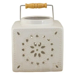 6.75" White Crackle Finish Square Mosaic Cut Out Candle Lantern 8 6.75" White Crackle Finish Square Mosaic Cut Out Candle Lantern -Christmas Decoration Store koop2009570204020b 04937.1588417584