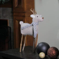 Kurt Adler 13” Tan Brown And Gray Plush Reindeer Christmas Tabletop Decoration -Christmas Decoration Store ksa d3283 a 3 19788.1588405839