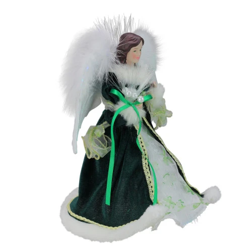 Kurt Adler 12" Fiber Optic Luck Of The Irish Angel In Shamrock Dress Christmas Tree Topper 4 Kurt Adler 12" Fiber Optic Luck Of The Irish Angel In Shamrock Dress Christmas Tree Topper - Image 2