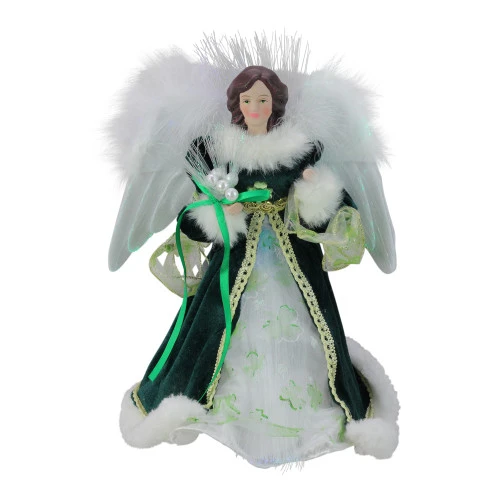 Kurt Adler 12" Fiber Optic Luck Of The Irish Angel In Shamrock Dress Christmas Tree Topper 3 Kurt Adler 12" Fiber Optic Luck Of The Irish Angel In Shamrock Dress Christmas Tree Topper