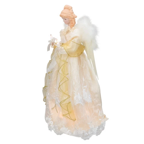 Kurt Adler 16.5" Lighted Cream And Gold Angel Christmas Tree Topper - Clear Lights 4 Kurt Adler 16.5" Lighted Cream And Gold Angel Christmas Tree Topper - Clear Lights - Image 2