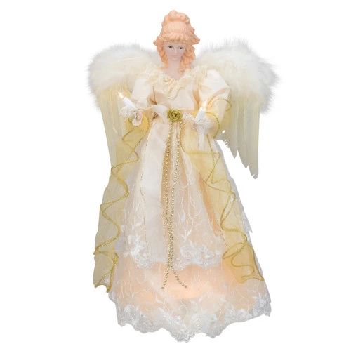 Kurt Adler 16.5" Lighted Cream And Gold Angel Christmas Tree Topper - Clear Lights 3 Kurt Adler 16.5" Lighted Cream And Gold Angel Christmas Tree Topper - Clear Lights