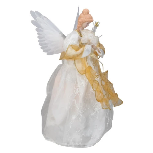 Kurt Adler 14.5" Gold And Ivory Pre-Lit Angel Christmas Tree Topper - Clear Lights 5 Kurt Adler 14.5" Gold And Ivory Pre-Lit Angel Christmas Tree Topper - Clear Lights - Image 3