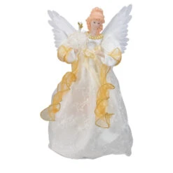 Kurt Adler 14.5" Gold And Ivory Pre-Lit Angel Christmas Tree Topper - Clear Lights