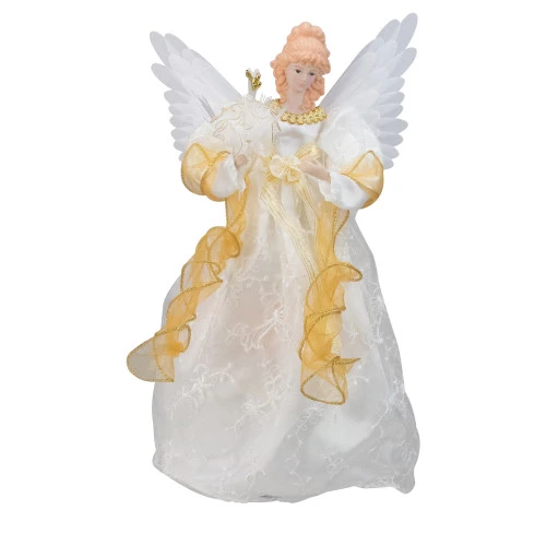 Kurt Adler 14.5" Gold And Ivory Pre-Lit Angel Christmas Tree Topper - Clear Lights 3 Kurt Adler 14.5" Gold And Ivory Pre-Lit Angel Christmas Tree Topper - Clear Lights