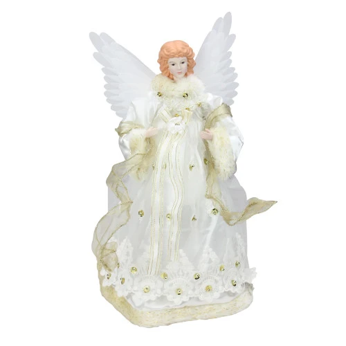 Kurt Adler 16" Lighted Gold Fiber Optic Animated Porcelain Angel Christmas Tree Topper 3 Kurt Adler 16" Lighted Gold Fiber Optic Animated Porcelain Angel Christmas Tree Topper