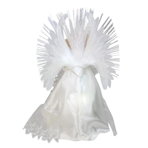 Kurt Adler 14" Lighted White Fiber Optic Floral Angel Christmas Tree Topper - Multi-Color LED Lights 5 Kurt Adler 14" Lighted White Fiber Optic Floral Angel Christmas Tree Topper - Multi-Color LED Lights - Image 3