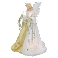 Kurt Adler 16" Lighted Ivory And Gold Angel Christmas Tree Topper - Clear Lights - UL2216 -Christmas Decoration Store ksa ul2216 1 65650.1588402549