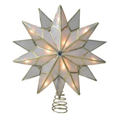 Kurt Adler 8.5" Lighted Gold Double Tip Star Christmas Tree Topper - Clear Lights