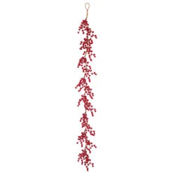 6' X 5" Red And Beige Artificial Gooseberry Christmas Garland - Unlit