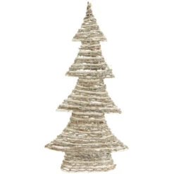23.5" Brown And Beige Glittered Rattan Christmas Tree - Unlit