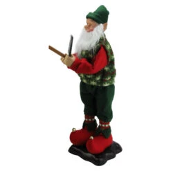 24" Green And Red Animated Festive Tinkering Tom The Wood Smith Christmas Elf -Christmas Decoration Store lb international2080536 3 03583.1599268559