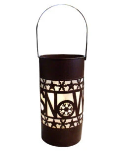 15" Brown Shimmering LED Lighted "Snow" Battery Operated Christmas Lantern