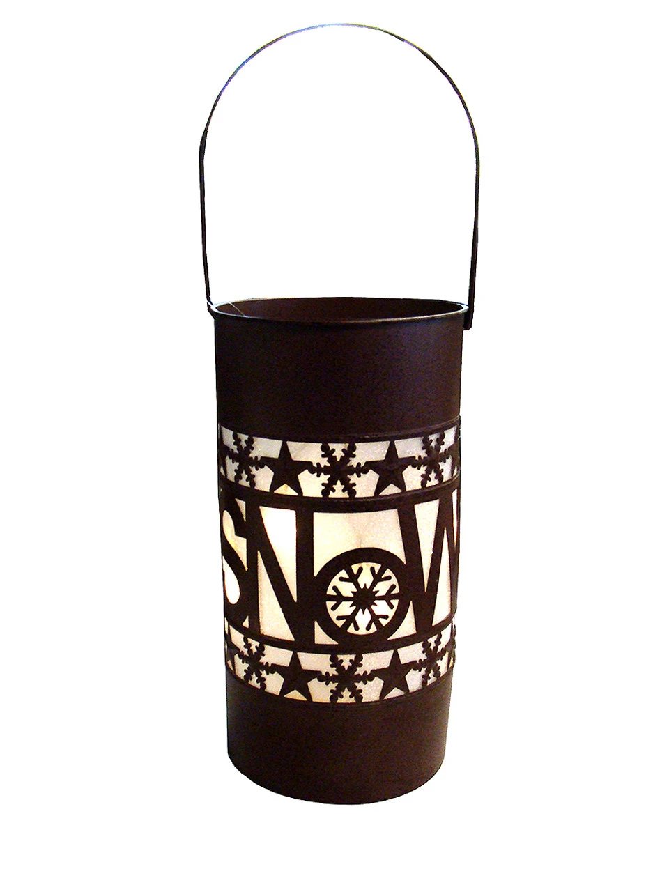 15" Brown Shimmering LED Lighted "Snow" Battery Operated Christmas Lantern 3 15" Brown Shimmering LED Lighted "Snow" Battery Operated Christmas Lantern