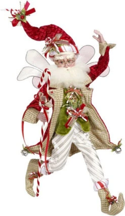 20" Red And Green Handcrafted Collectible Candy Cane Christmas Fairy - Large