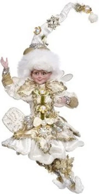 10" Gold And White Holly Pearl Princess Christmas Fairy Figure 4 10" Gold And White Holly Pearl Princess Christmas Fairy Figure - Image 2