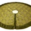 Melrose 54" Green Brocade Christmas Tree Skirt With Trim