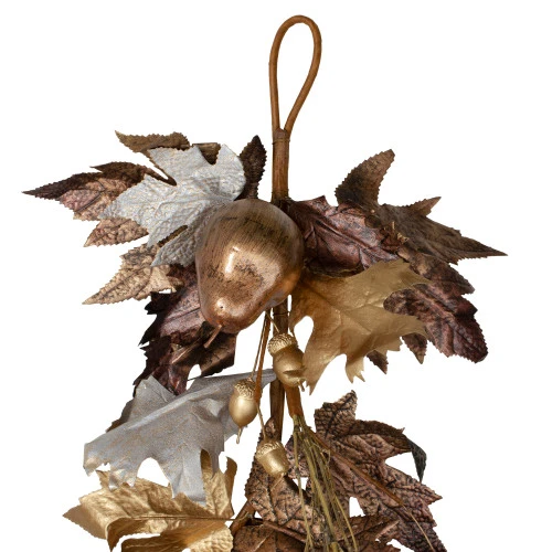 Melrose 6' X 1" Gold And Bronze Maple Leaf With Pears Artificial Christmas Garland - Unlit 4 Melrose 6' X 1" Gold And Bronze Maple Leaf With Pears Artificial Christmas Garland - Unlit - Image 2