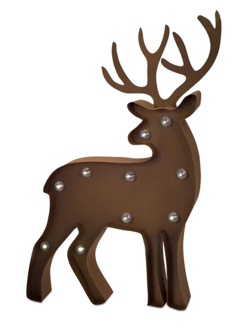 Melrose 21" Brown Rustic Standing LED Lighted Reindeer Marquee Christmas Decor 4 Melrose 21" Brown Rustic Standing LED Lighted Reindeer Marquee Christmas Decor - Image 2