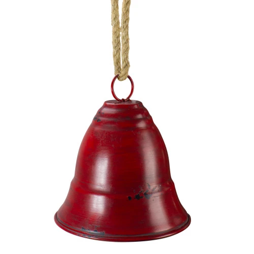 Melrose 8.5" Red And Brown Rustic Hanging Christmas Bell 4 Melrose 8.5" Red And Brown Rustic Hanging Christmas Bell - Image 2