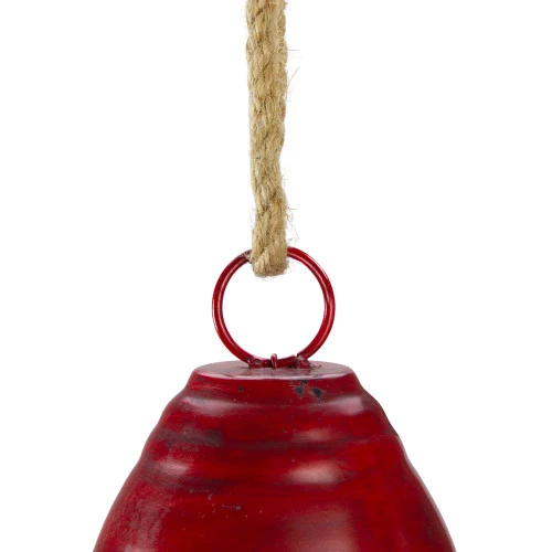 Melrose 8.5" Red And Brown Rustic Hanging Christmas Bell 5 Melrose 8.5" Red And Brown Rustic Hanging Christmas Bell - Image 3
