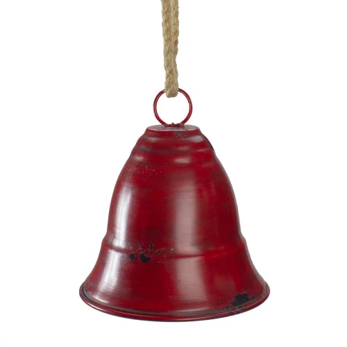Melrose 8.5" Red And Brown Rustic Hanging Christmas Bell 3 Melrose 8.5" Red And Brown Rustic Hanging Christmas Bell