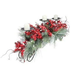 Melrose 30" Red Frosted Berry And Pine Needle Christmas Candle Holder -Christmas Decoration Store melrose 69406 03 71561.1600391939