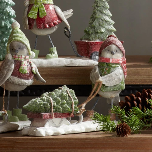 Melrose 6.5" Red And Green Snow Bird Pulling A Sled Christmas Tabletop Figurine - 33879572 4 Melrose 6.5" Red And Green Snow Bird Pulling A Sled Christmas Tabletop Figurine - 33879572 - Image 2